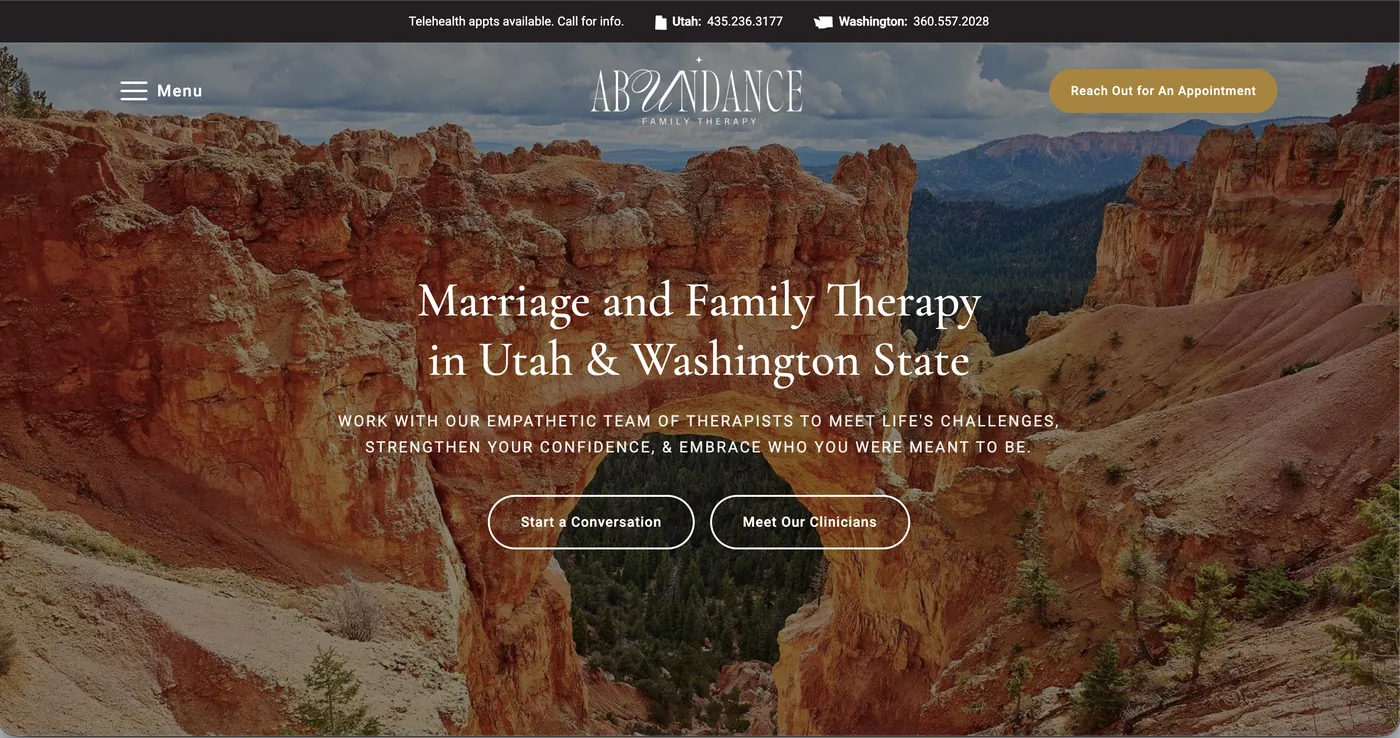 Abundance Family Therapy homepage